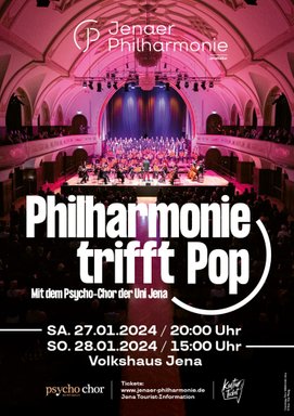 Philharmonie trifft Pop - Plakat der Jenaer Philharmonie mit dem Psycho-Chor der Uni Jena